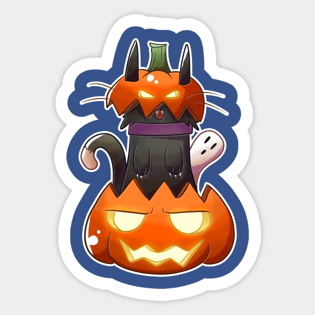 Jack O' Lantern Cat Sticker by saradaboru